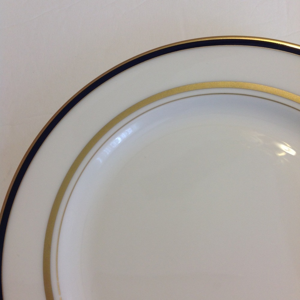 LENOX KATE SPADE Set of 5 NWT Library Lane Navy Butter Plates Made in USA Gold - Picture 2 of 4